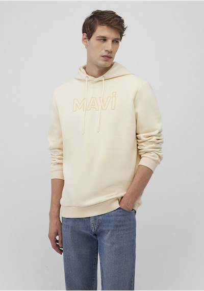 Mavi - Mavi Logo Baskılı Bej Sweatshirt 0610941-70055 Beyaz