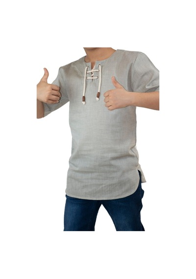 Eliş Şile Bezi Kısa Kol Şile Bezi Zımbalı Erkek Çocuk Tshirt Taş 3031