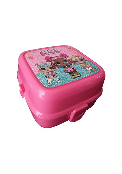 Lol Beslenme Kutusu Pembe 4 Bölmeli 3 Lol Kız Figürlü 1 Adet Yemek Saklama Kabı Beslenme Çantası