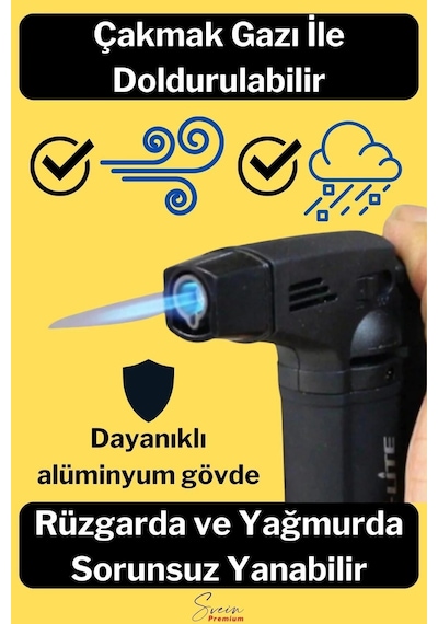 Ayaklı Premium Doldurulabilir Depolu Vantuzlu 1300 Derece Torch Kamp Mangal Piknik Pürmüz Çakmak Çok Renkli