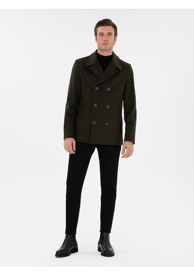 Cacharel Haki Slim Fit Kaşe Kaban YESIL