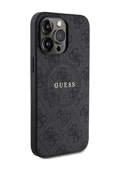 Apple Uyumlu iPhone 15 Pro Max Kılıf Guess Lisanslı Magsafe Özellikli 4g Desenli Yazı Logolu Kapak Siyah
