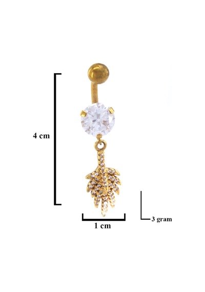 Ferizz Altın Kaplama Zirkon Taşlı Yaprak Piercing Prc-136
