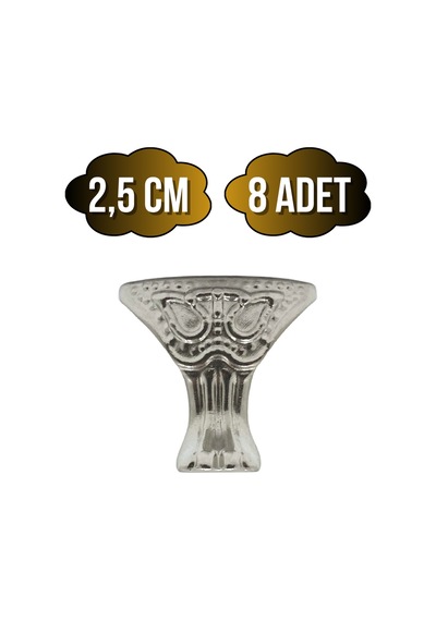 Pati Metal Ayak Çeyiz Ve Hediye Kutusu Mobilya Ayağı 2,5cm Gümüş 8 Adet Gümüş