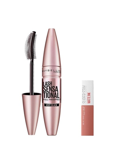 Tr New York Lash Sensational Yelpaze Etkili Siyah Maskara 9.5 Ml & Mini Super Stay Matte Ink Likit Mat Ruj 65 Seductress Genel