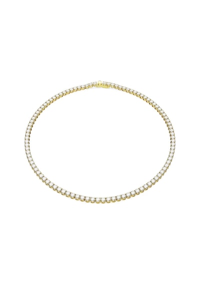 5681795 Swarovski Kolye Matrix Tennis Neclace, Round Cut, Small, White, Gold-tone Plated