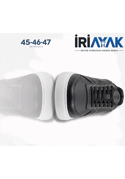 İriayak Erkek Büyük Numara Rahat Kalıp Erkek Günlük Ayakkabı 45-46-47 Siyah - Beyaz
