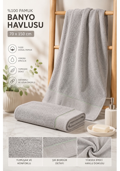 Love Home 70x150 Banyo Havlusu Gri