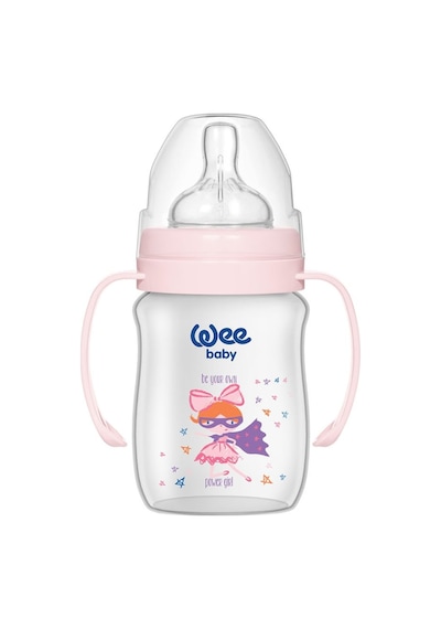Wee Baby 137 Klasik Plus Geniş Ağızlı Kulplu PP Biberon 150 ML Pembe