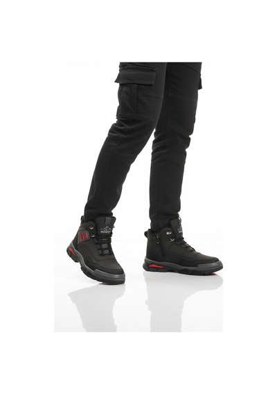 Siyah Kırmızı Kaymaz Taban Fermuarlı Unisex Outdoor Bot 444 G Siyah-kırmızı