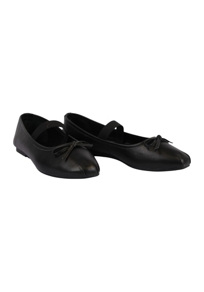 Napa Shoes Kadın Lastik Bantlı Fiyonklu Kare Burun Babet Ayakkabı Napa-aes19210 Siyah