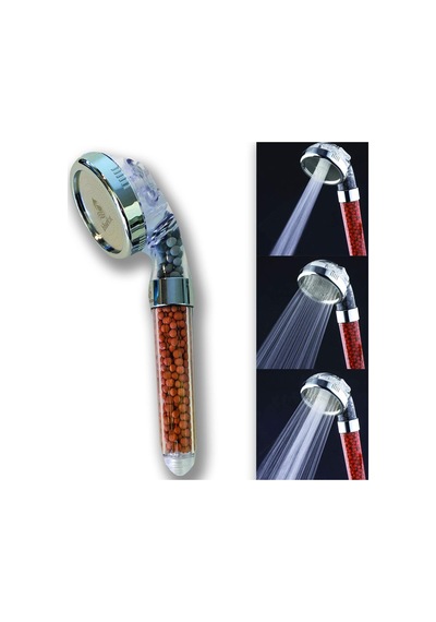 Arıtmalı Tasarruflu Duş Başlığı - 3 Ayarlı Krom & Şeffaf,%200 Artan Basınç,%35 Tasarruf, Kireç & Klor Azaltıcı