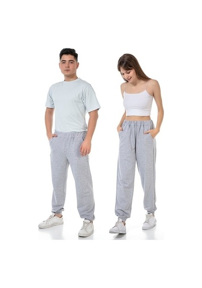 Vishenka Vıshenka Unisex 3 Iplik Bol Kesin Cepli Gri Renk Eşofman Altı-L Gri
