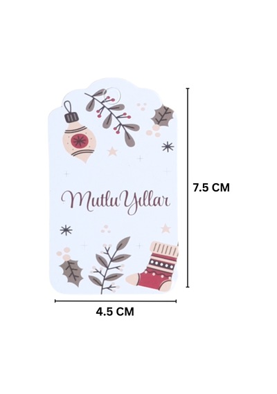 Yılbaşı Mutlu Yıllar Yazılı Hediye Etiketi, Çorap Temalı Paketlem
