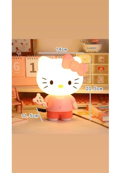 Hello Kitty Dekoratif 3 Kademeli Led Başucu Gece Lambası Çok Renkli