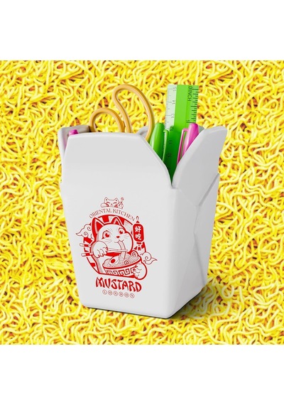Mustard Noodle Seramik Kalemlik Beyaz
