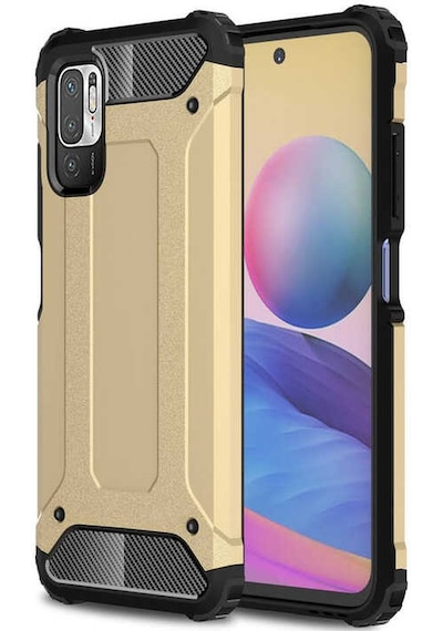 Kilifone - Xiaomi Uyumlu Redmi Note 10 5g - Kılıf Çift Katman Zırh Tank Crash Military Kapak - Gold
