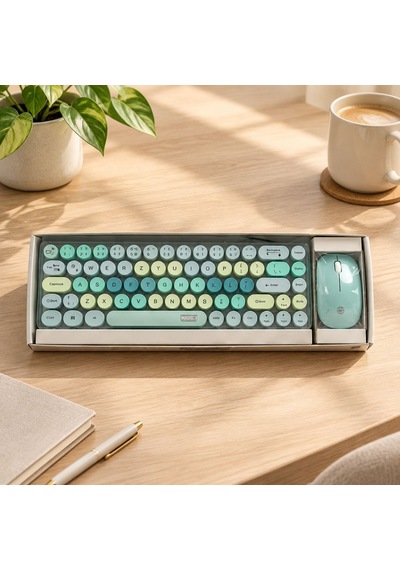 Yeşil Kablosuz Klavye Ve Mouse Seti 12861390