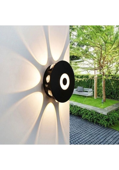 Dekoratif Işık Desenli 7 Watt Led Armatür 3000k Gün Işığı İç Ve Dış Mekan Led Aplik Siyah