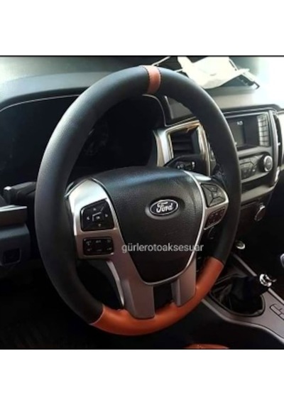 Ford Focus 3 Dikme Direksiyon Kılıfı Iki Renkli Yüzüklü Kahve