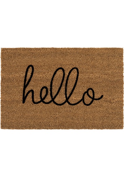 Coco Hello El Yazısı Kıl Kapı Önü Paspası 40x60 3681 Natural