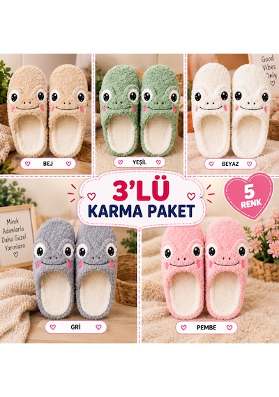 Moon Cloud Karma Peluş Terlik Pofuduk Sıcak Tutan Ev Terlik Çeyizlik - Hediyelik Zyn296 Karışık