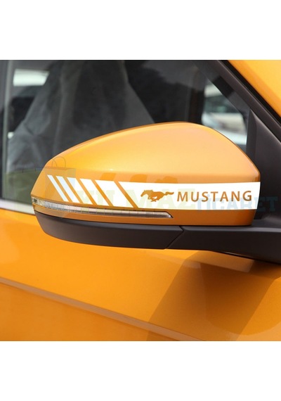Mustang Logo Arma Yan Dikiz Ayna Kapağı Şerit Oto Sticker Etiket 20 X 2 Cm