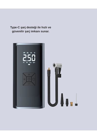 80w Kablosuz Dijital Ekranlı Taşınabilir Lastik Şişirme Pompası Cn