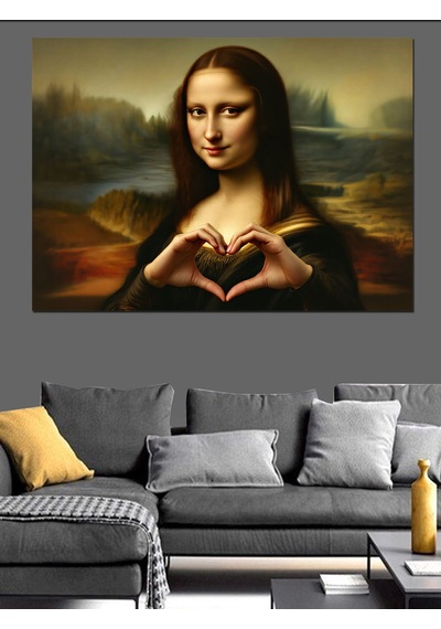Mona Lisa Kalp Yapan Dekoratif Kanvas - Mdf Ahşap Tablo