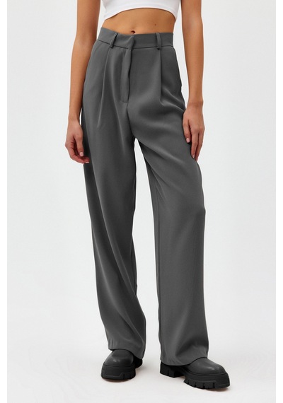 Açelyaokcu Premium Lowry Wide Leg Palazzo Dokuma Pantolon Gri