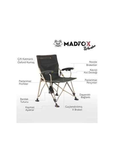Madfox Warden Katlanır Kamp Sandalyesi Yeşil Haki