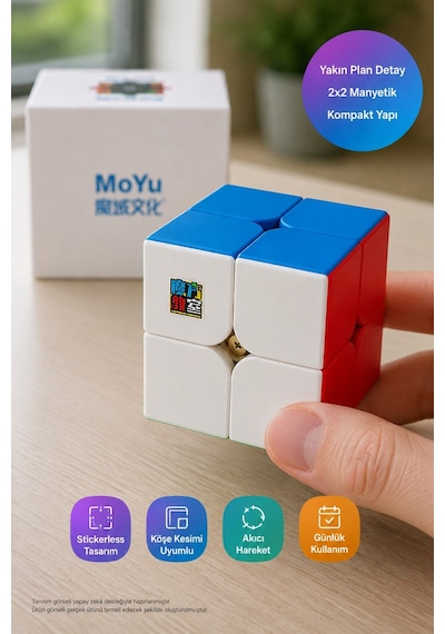 Moyu 2x2 Manyetik Zeka Küpü Stickerless Speed Cube Moyu Rs2m Akıcı Dönüşlü Kompakt Hobi Küpü