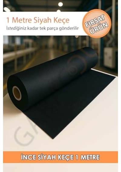 İnce Keçe Kumaş, 1 Mm Kalınlık, 100x100 Cm, Siyah