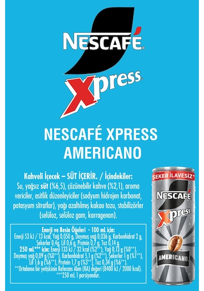 Nescafé Xpress Americano Soğuk Kahve 250ml X12 Hazır