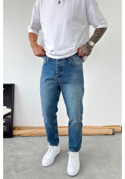Mavi Basic Yırtıklı Boyfriend Pantolon