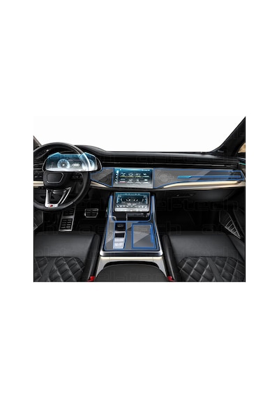 Yeni Audi Q7 Navigasyon Dijital Gösterge 9h Nano Ve Piano Black Uyumlu Tpu Koruyucu 8li Set