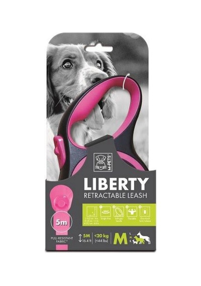 M-pets Liberty Otomatik Şerit Gezdirme Kayışı 5m Pembe M