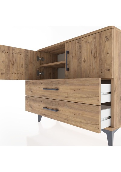 Arges Şifonyer 2 Raflı 2 Çekmeceli 2 Kapaklı 88x30x80 Çam-çam Çam