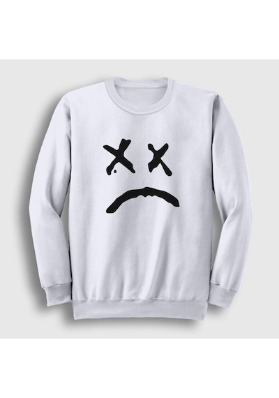 Presmono Unisex Sad Face Lil Peep Sweatshirt Beyaz