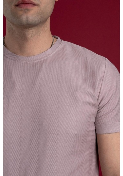 Slimfit Kendinden Desenli Erkek Penye T-Shirt