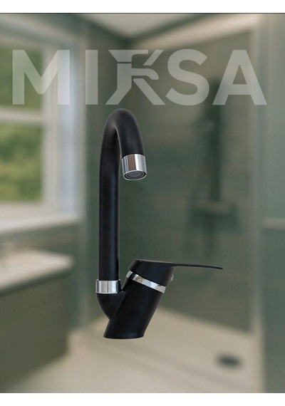 Siyah-krom Baston Borulu Banyo Lavabo Bataryası, Musluğu, Çift Su Girişli