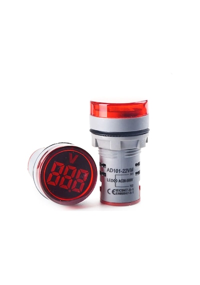 Mini Dijital Voltmetre 22mm Ac 60-500v Led Kırmızı Işık