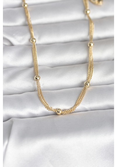 CM 14k Gold Renk Topçuk Model 60 CM Kadın Kolye Tj-bko10992 Tdrtr
