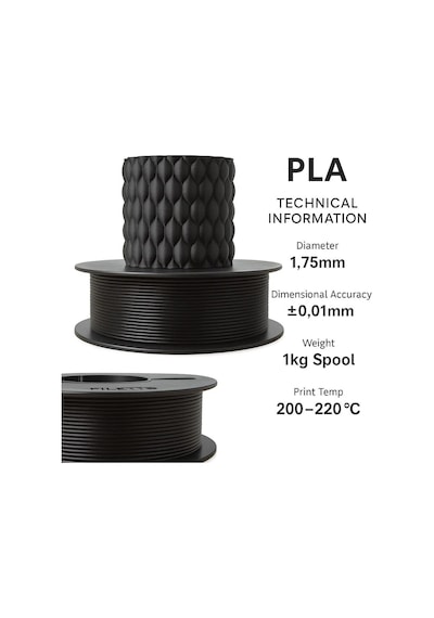 Filetto Pla+ Filament 1.75mm 1 Kg - Siyah