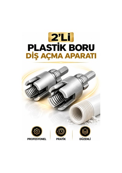 İç Dış Plastik Boru Diş Açma Seti 2 Li 1/2 Ve 3/4 İnç Borulara Uy