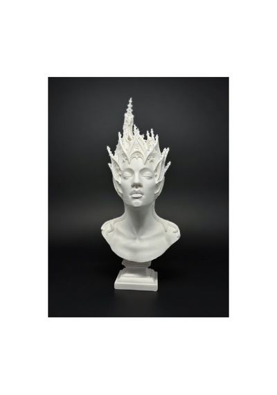 Gotik Kraliçe Büstü - 3d Baskı Fantastik Elf Taçlı Heykel