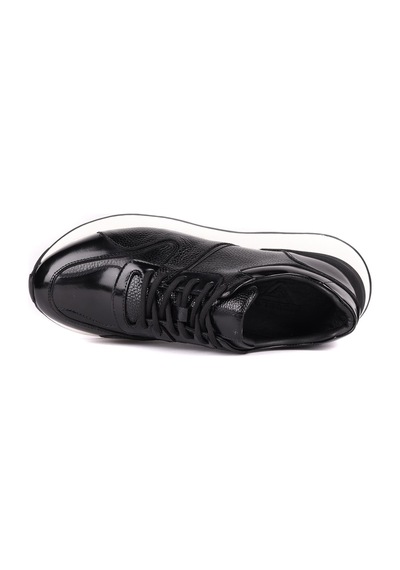 Shoetyle - Hakiki Deri Siyah Renk Günlük Erkek Sneaker - 610-1017-1657