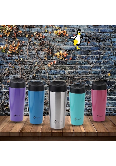 Penguen-3027 Siyah Mug Termos 400ml Siyah