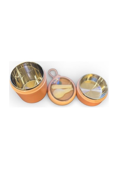 Tohana Kulplu Çelik Sefer Tası - Yemek Termosu Saklama Kabı 2 Katlı Pembe 710 Ml. 304 Çelik Pembe