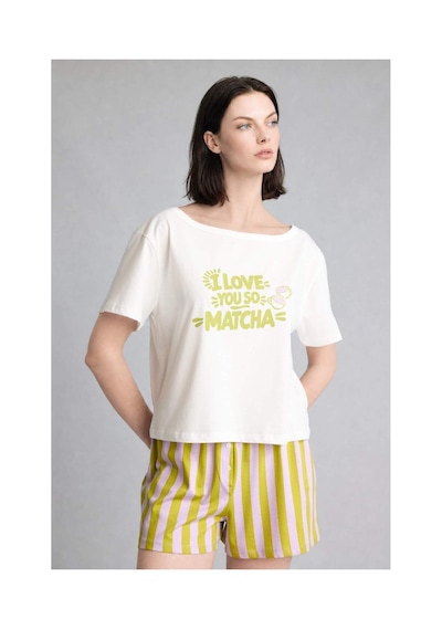 Defacto Oversıze Kısa Kollu 2li Leylak Şortlu Pijama Takımı I0438ax26hspr249 Mor-pr249